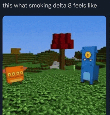 a screenshot of a video game with a caption that says this what smoking delta 8 feels like .