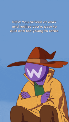 a cartoon of a man with a w on his face