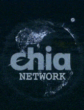 a chia network logo is displayed on a dark background