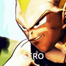 a close up of a cartoon character 's face with the word cero on the bottom