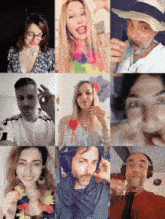 a group of people are posing for a picture and one of them is wearing headphones