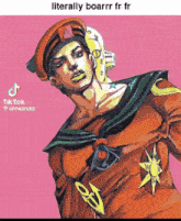 a cartoon of a man in a sailor suit with a hat and a yellow face .