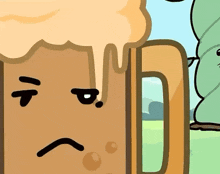 a cartoon drawing of a brown object with a face on it