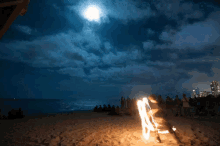 beach fire light miami night