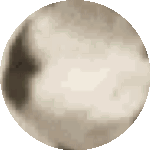 a pixelated image of a sphere with a dark circle in the middle .