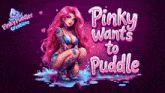 a poster for pinky puddles creations shows a girl in a bikini
