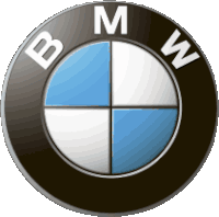 a blue white and black bmw logo with a white circle in the middle