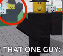 a roblox character with a hat and a smiley face is standing on a tiled floor .