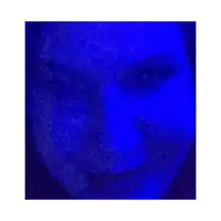 a picture of a woman 's face in a blue frame