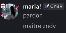 a picture of a woman with the words maria pardon and maitre zndv below it