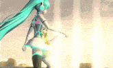 hatsune miku is dancing with a girl in a white dress