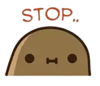 a cartoon illustration of a potato with a face and the words `` stop '' .