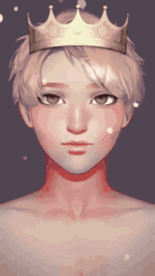 a pixel art drawing of a person wearing a crown on their head