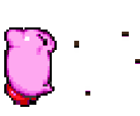 kirby is a pixel art character from the video game nintendo wii u .