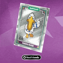 a veefriends card with a pelican giving a thumbs up
