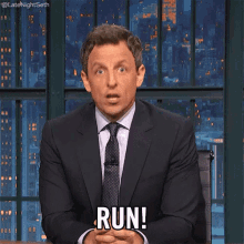 Run! GIF - Late Night Seth Seth Meyers GIFs