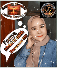 a woman with a speech bubble that says " poernya "