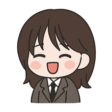a cartoon of a woman in a suit and tie with her mouth open