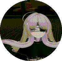 a girl with long blonde hair is wearing a black shirt