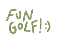 a green sign that says " fun golf " on a white background
