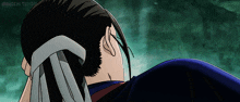 a close up of a person 's head with a ribbon around their ear and a tumblr link below