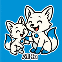 a cartoon drawing of two foxes with the words all in underneath them
