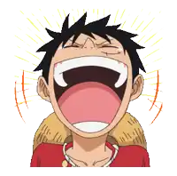 monkey d luffy from one piece is laughing with his mouth wide open