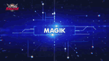 a woman is standing in front of a sign that says the uncanny magik