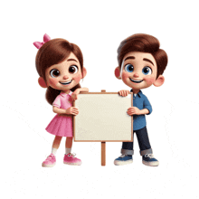 a boy and a girl holding a sign that says a ten ca.