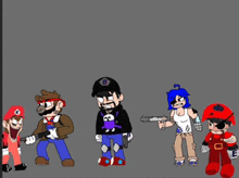 a group of cartoon characters including mario and luigi