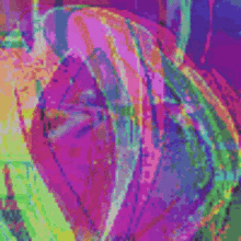 a painting of a person 's face with a purple background