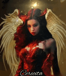 a painting of a woman with angel wings and the name cerecita