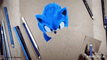 a drawing of sonic the hedgehog is made in animatica