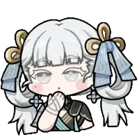 a pixel art drawing of a girl with white hair and a bow in her hair .