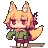 a pixel art illustration of a girl with a fox tail .