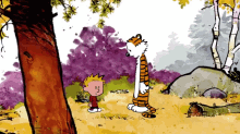 Calvin And Hobbes Dance GIF - Calvin And Hobbes High Five Friends GIFs