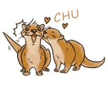 otter kiss i love you smooch chu