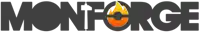 the word monforce with a flame in the middle of it