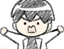 a child 's drawing of a boy with his arms outstretched .