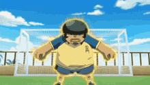 a cartoon character with chinese writing on his shirt and shorts