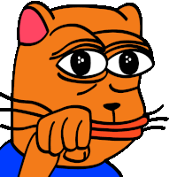 a cartoon orange cat with a blue shirt on