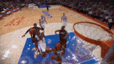 a basketball game is being played on a court that says staples center