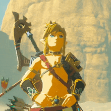 a cartoon character with a sword and a shield