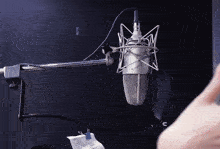 a close up of a microphone with the letter c on the bottom