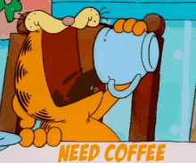 Need Coffee Garfield GIF