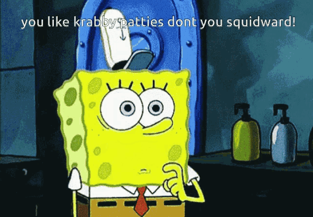 spongebob's face when he discovers squidward likes krabby patties
