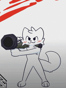 a drawing of a cat holding a rocket launcher
