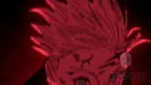 a close up of a person 's face with the name kugasaki on the bottom right