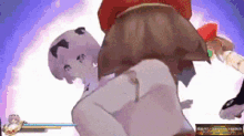 a video game screen shows a man being kicked in the face by another man