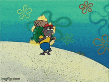 a cartoon of a man carrying a backpack with imgflip.com written on the bottom